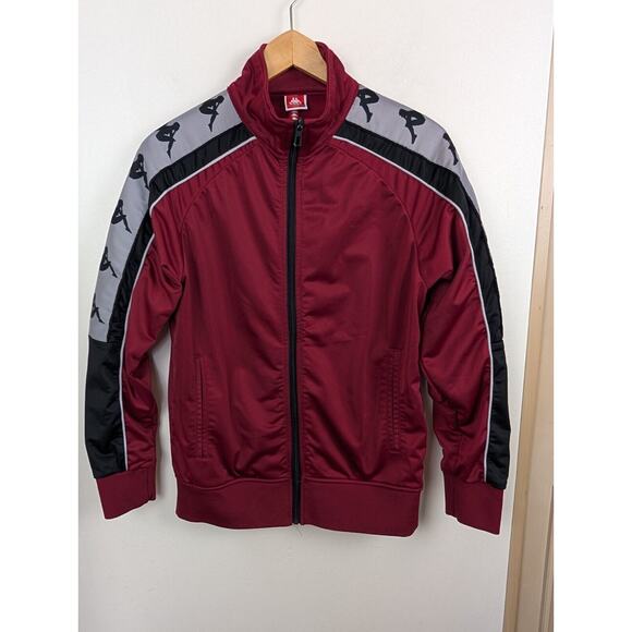 Kappa Men's Size Small S Maroon Red White Zip Up Jacket *Missing Patch* (7) - Picture 1 of 6